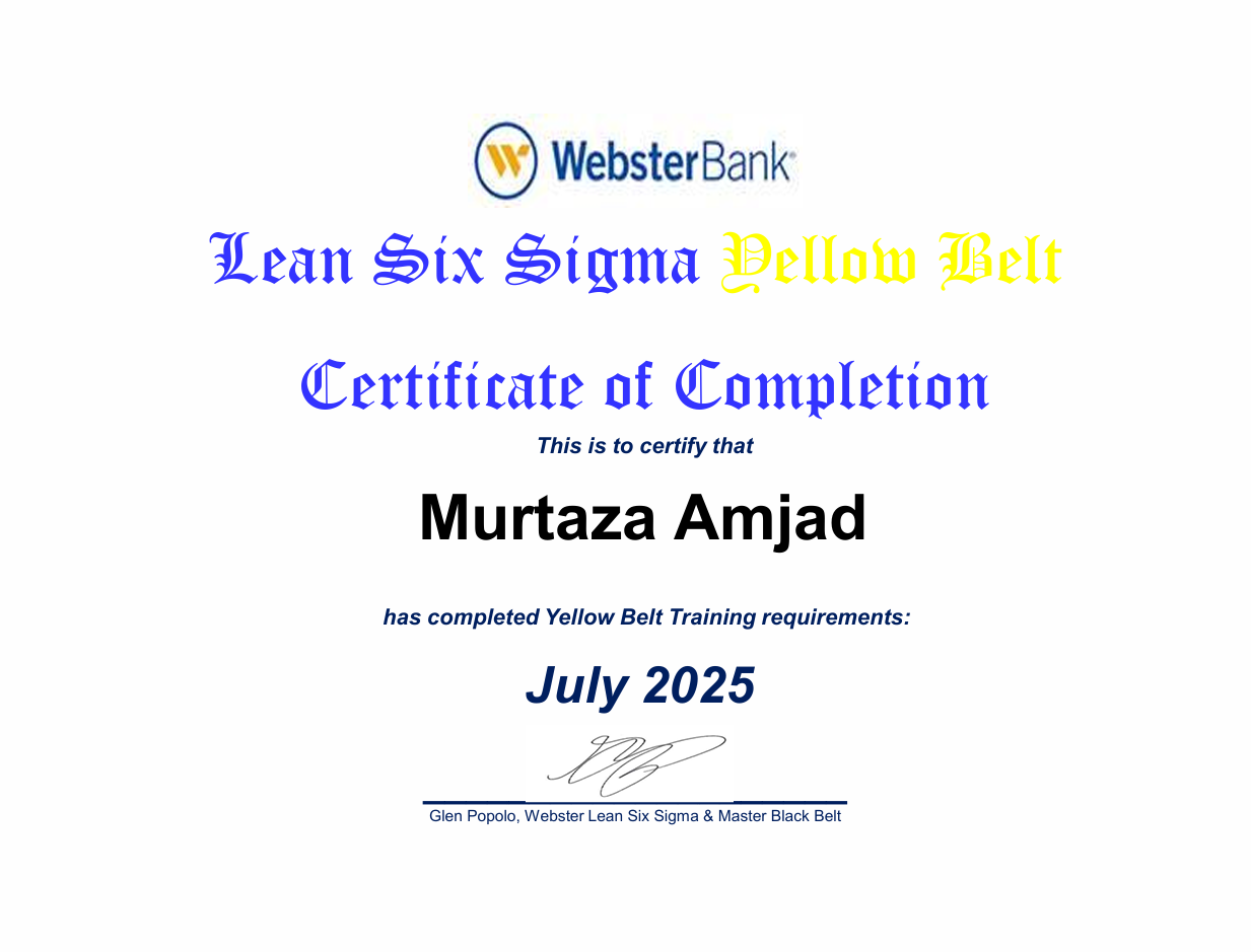 Webster Bank Certificate
